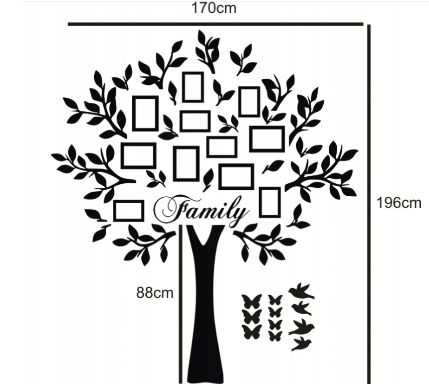 DUŻE GENEALOGICZNE DRZEWO Z DREWNA RAMKA NA ZDJĘCIA DEKORACJA NA SCIANĘ 3D
