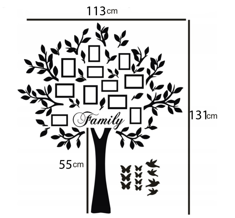 DUŻE GENEALOGICZNE DRZEWO Z DREWNA RAMKA NA ZDJĘCIA DEKORACJA NA SCIANĘ 3D