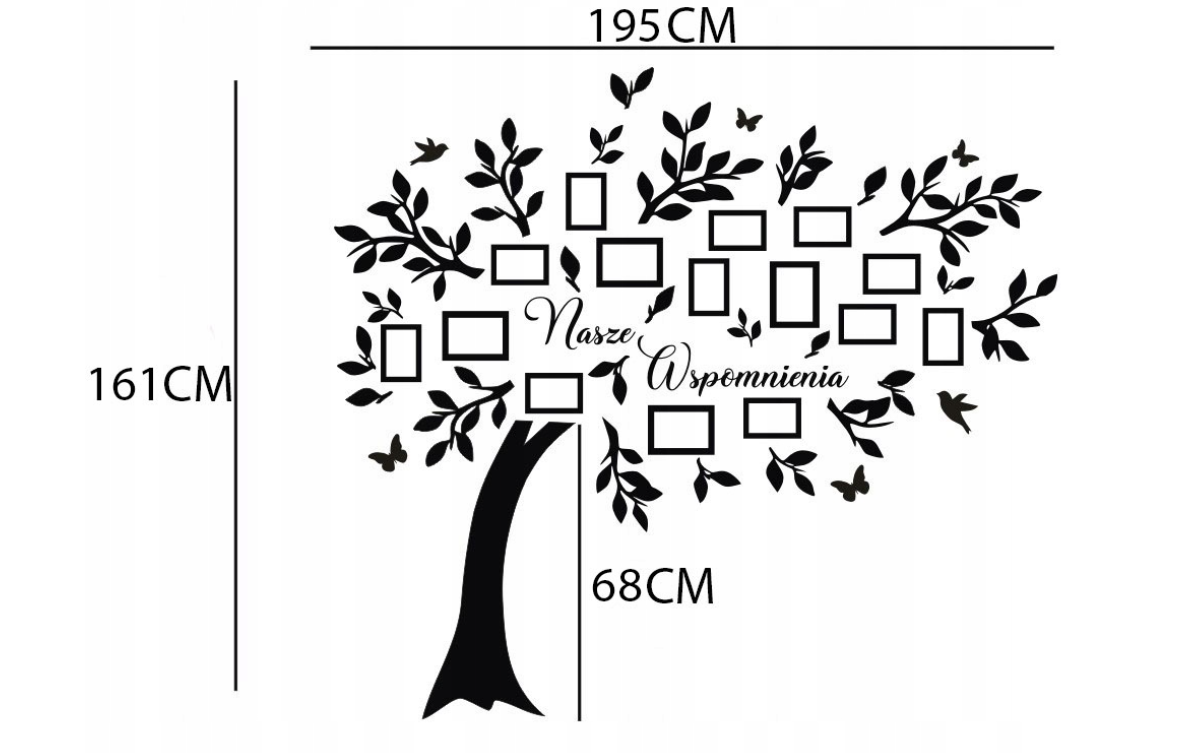 DRZEWO RODZINNE GENEALOGICZNE RAMKA NA ZDJĘCIA DEKORACJA NA SCIANĘ 3D