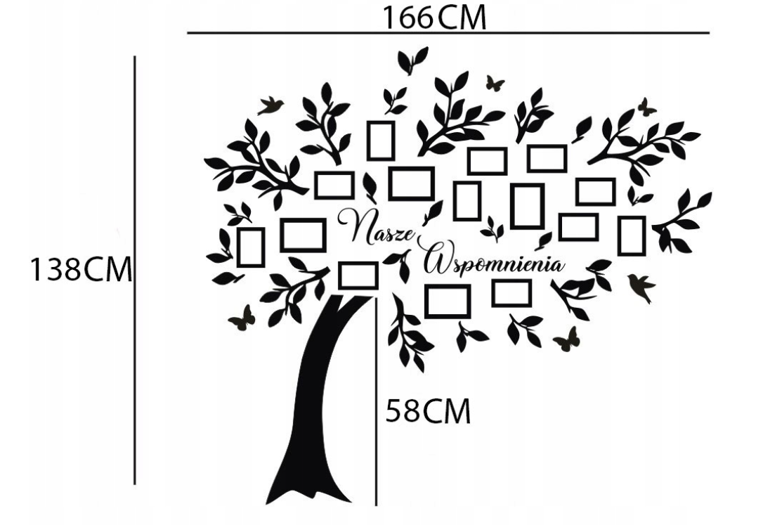 DRZEWO RODZINNE GENEALOGICZNE RAMKA NA ZDJĘCIA DEKORACJA NA SCIANĘ 3D
