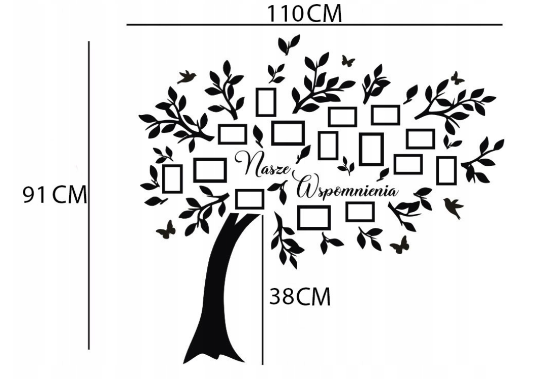 DRZEWO RODZINNE GENEALOGICZNE RAMKA NA ZDJĘCIA DEKORACJA NA SCIANĘ 3D