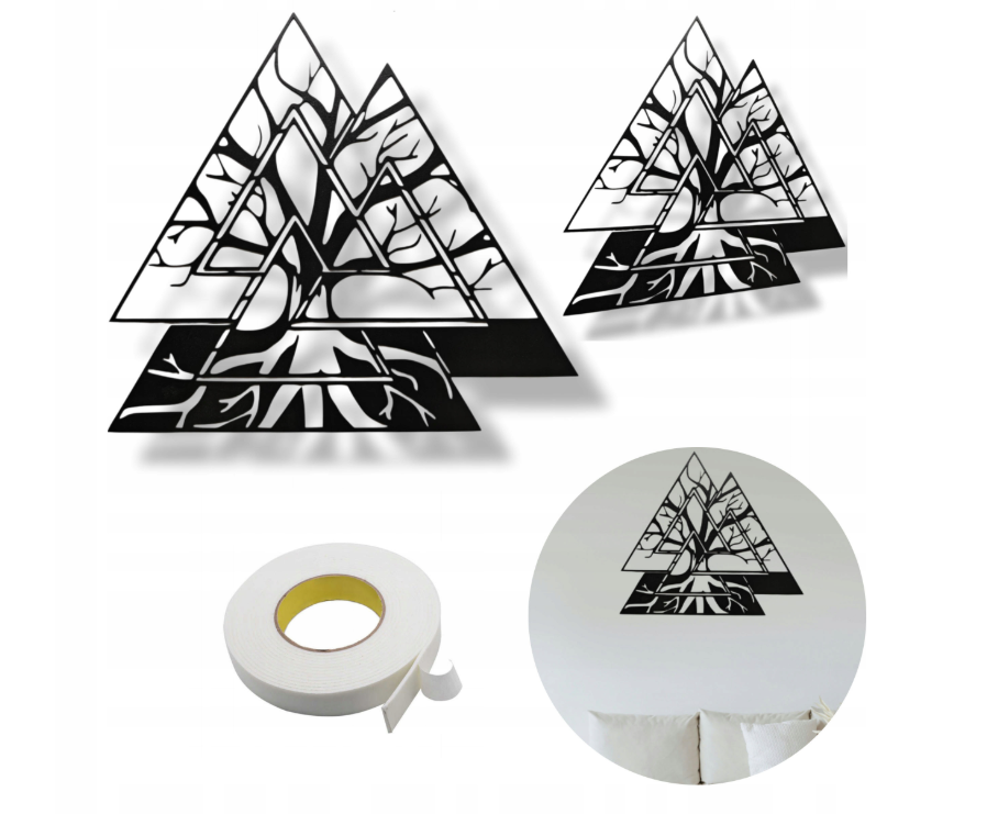 OBRAZ AŻUROWY TRYPTYK DRZEWO 3D 30X33,5CM DEKORACJA ŚCIENNA BEZ WIERCENIA