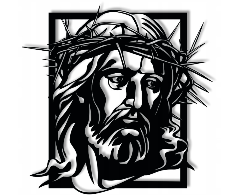 OBRAZ AŻUROWY JEZUS W KORONIE 3D 30CM MDF 6MM RELIGIJNA DEKORACJA ŚCIENNA