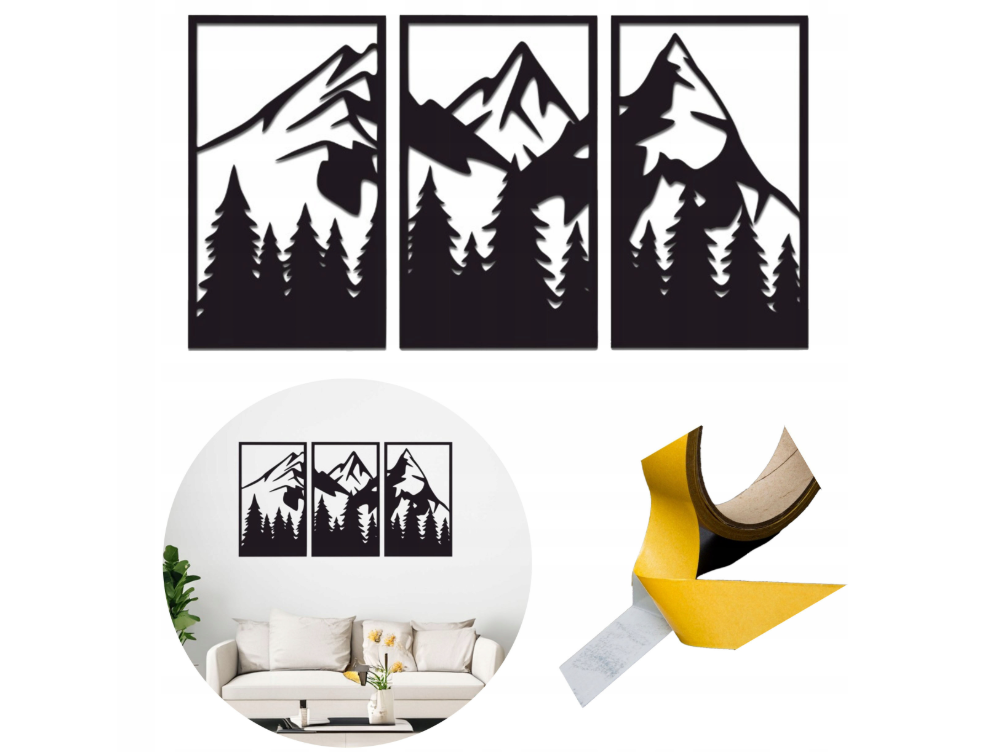 TRYPTYK DRZEWO 3D 55X100CM RODZINA DEKORACJA ŚCIENNA OBRAZ AŻUROWY HANDMADE