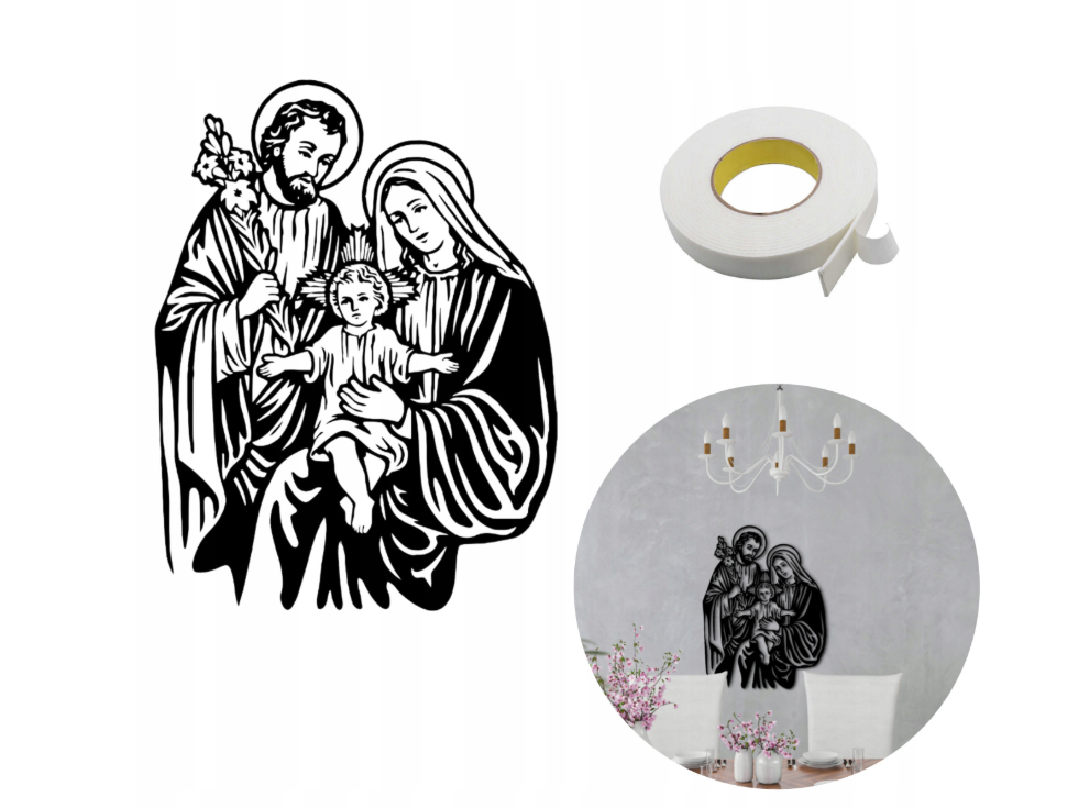 OBRAZ AŻUROWY TRYPTYK ŚWIĘTA RODZINA 3D 30X39CM RELIGIJNA DEKORACJA ŚCIENNA