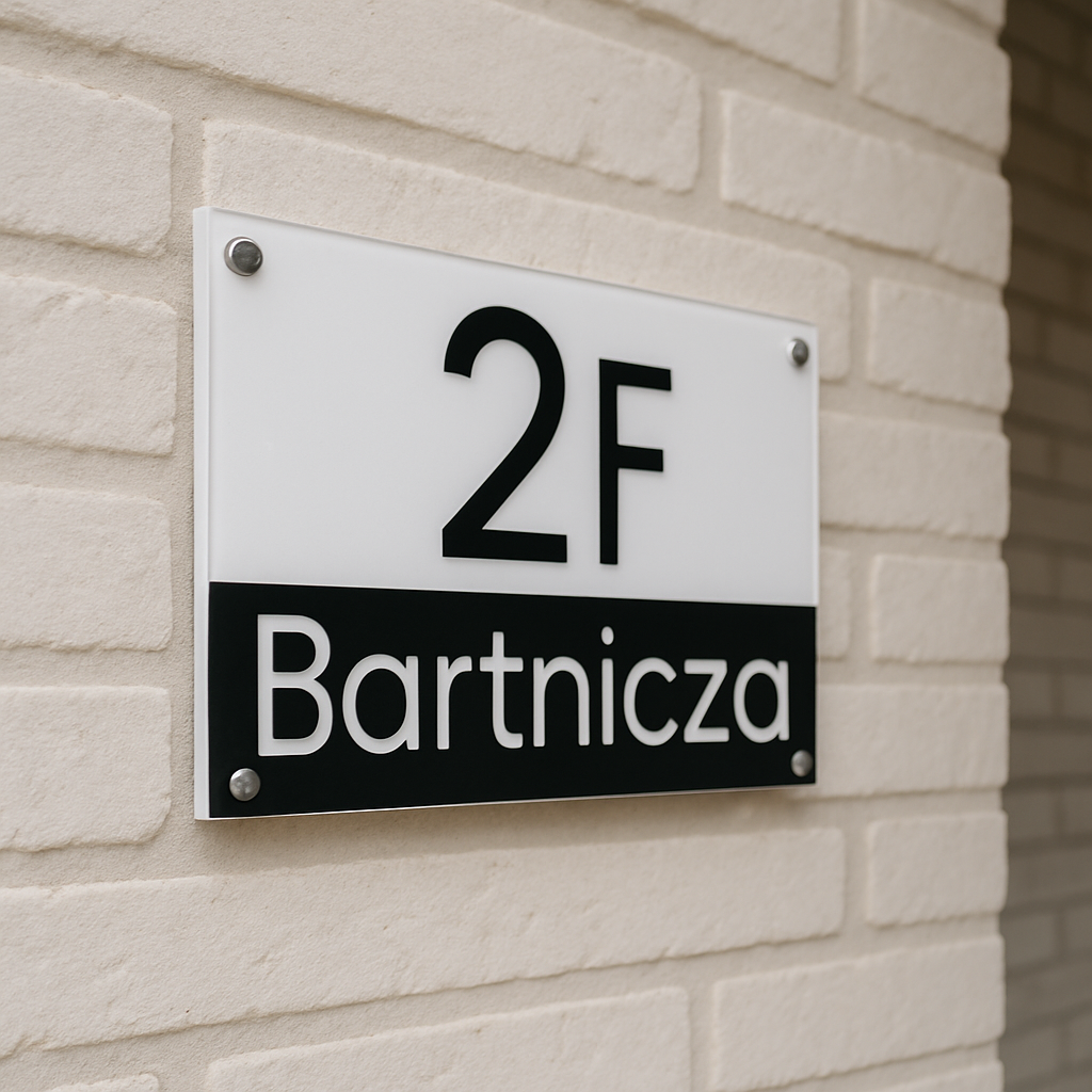 CZARNO BIAŁA PERSONALIZOWANA TABLICZKA ADRESOWA