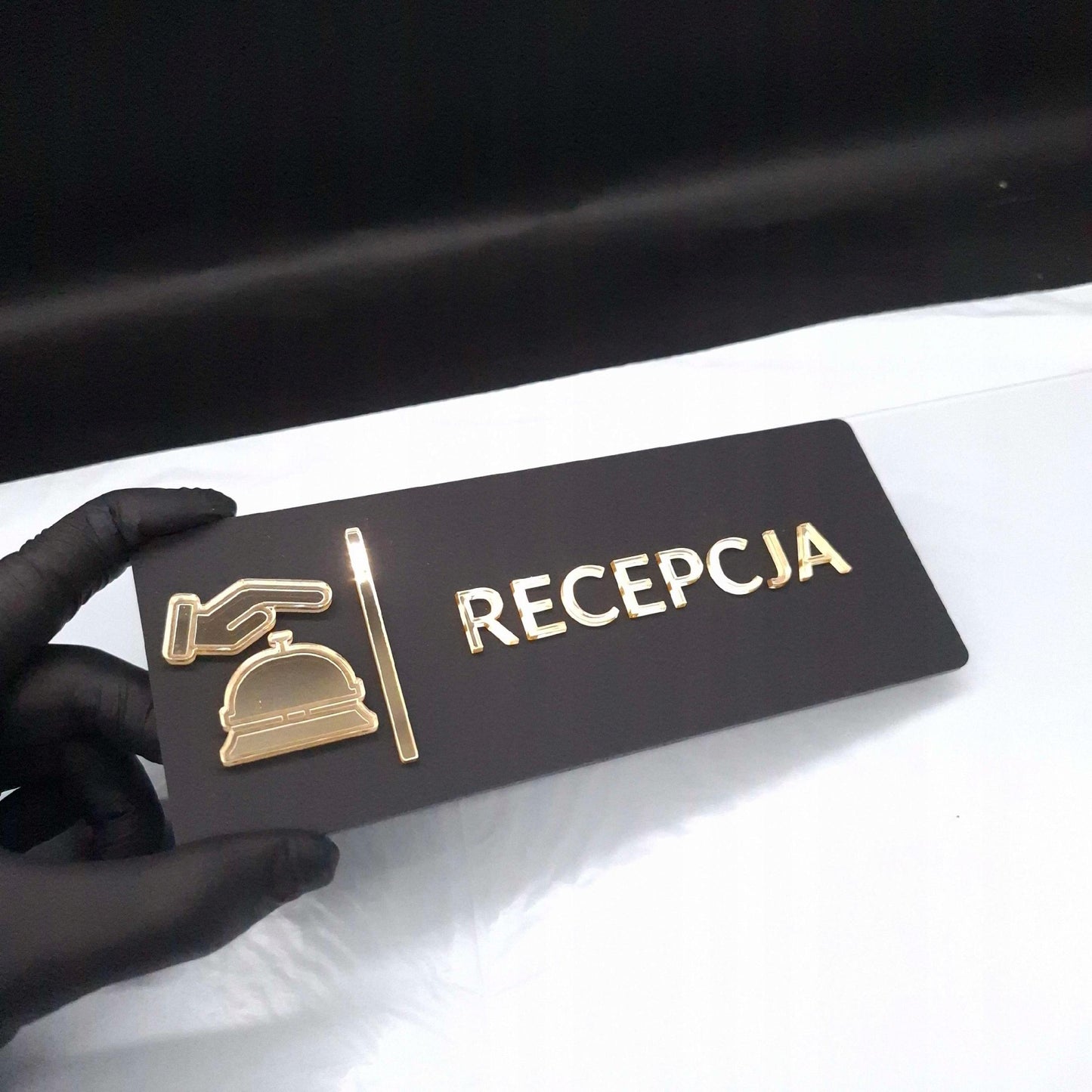 TABLICZKA NA DRZWI RECEPCJA DO RECEPCJI INFORMACYJNA HOTELU RESTAURACJI 3D