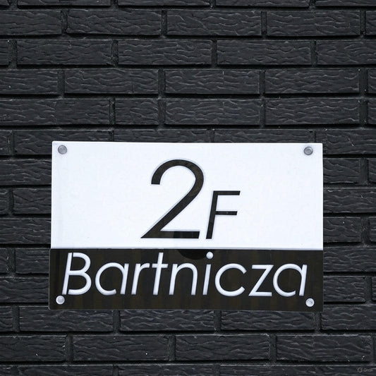 Czarno Biała Personalizowana Tabliczka Adresowa