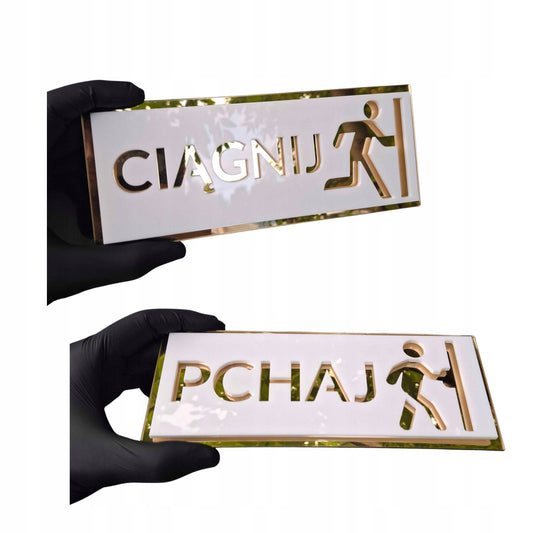 TABLICZKI TABLICZKA INFORMACYJNA BHP CIĄGNIJ PCHAJ CIĄGNĄĆ PCHAĆ 2szt.