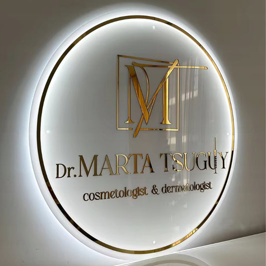 LOGO Z PLEKSI SZYLD REKLAMOWY TABLICA FIRMOWA LED 3D POŁYSK LUSTRO 29,5cm