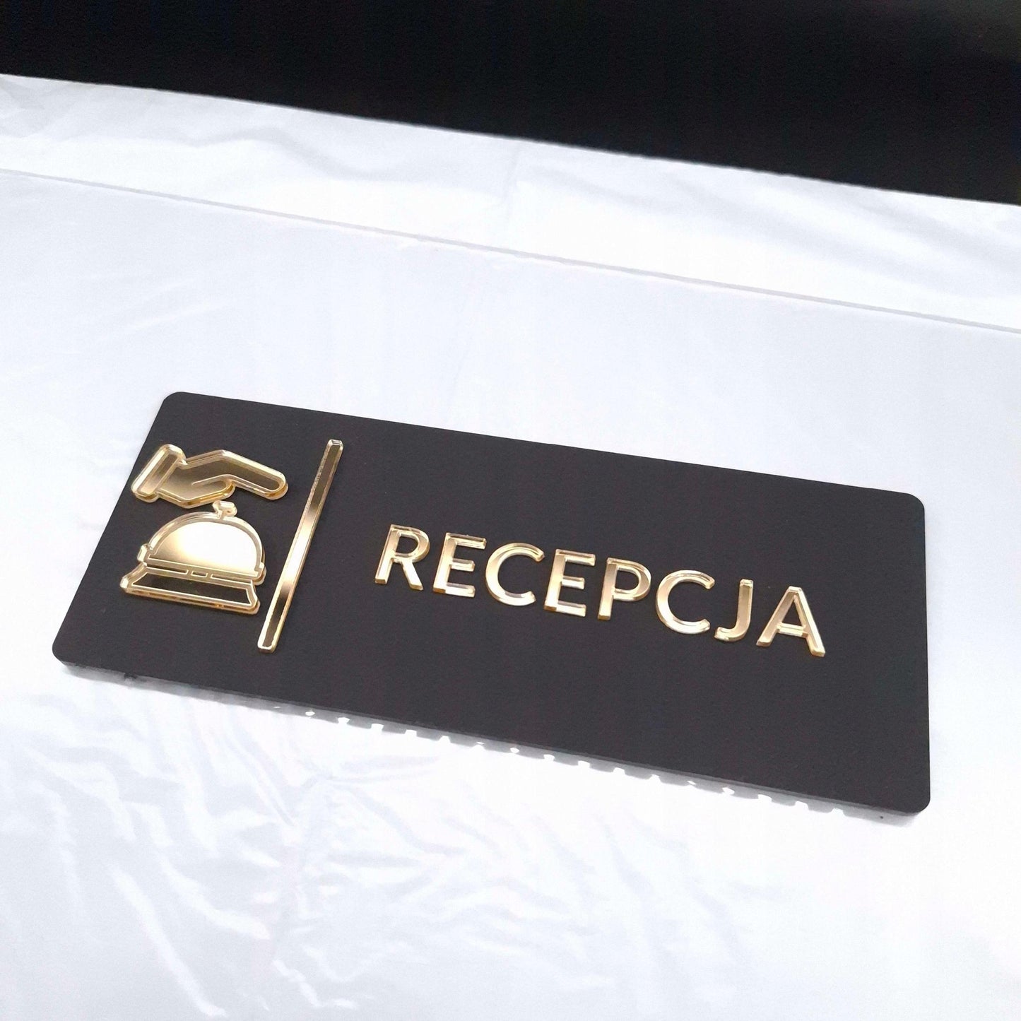TABLICZKA NA DRZWI RECEPCJA DO RECEPCJI INFORMACYJNA HOTELU RESTAURACJI 3D