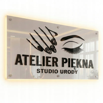 LOGO Z PLEKSI SZYLD REKLAMOWY TABLICA FIRMOWA LED 3D LUSTRO PERSONALIZOWANE
