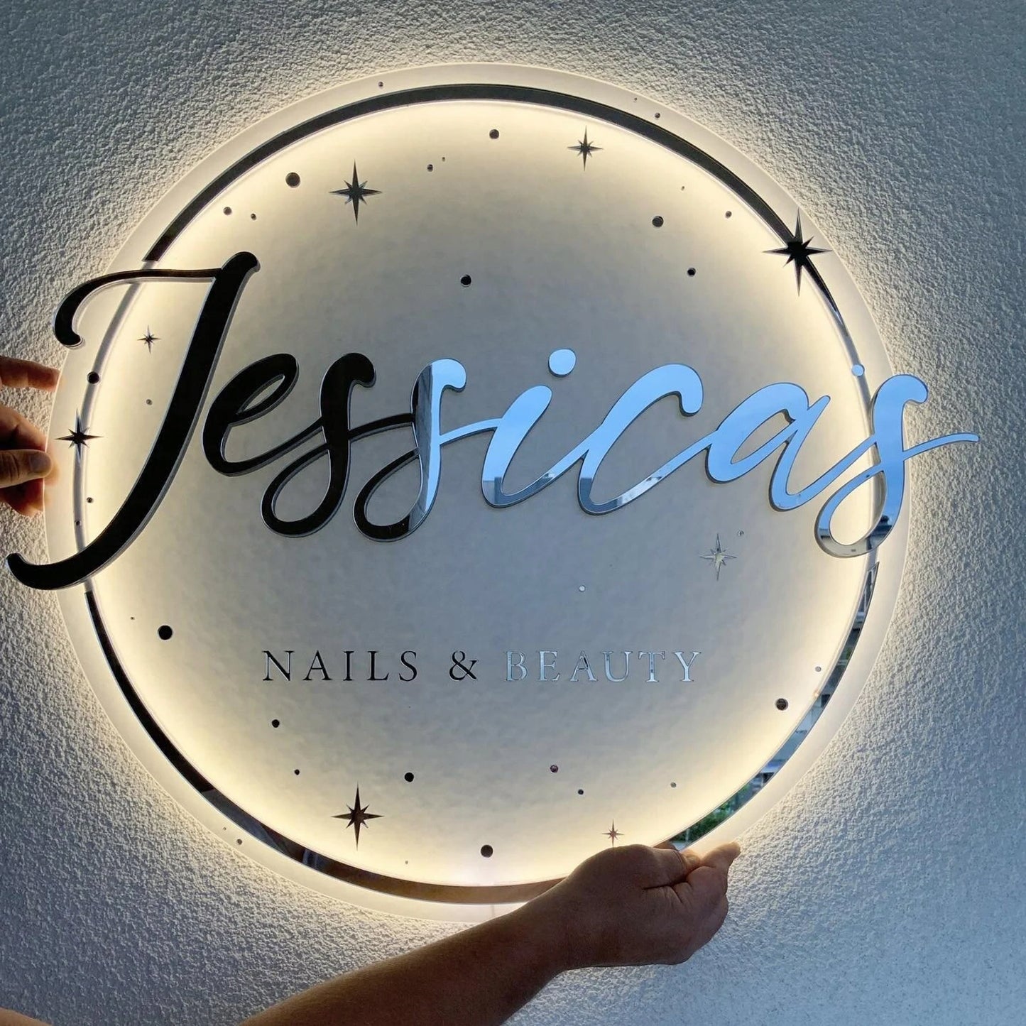 LOGO Z PLEKSI SZYLD REKLAMOWY TABLICA FIRMOWA LED 3D POŁYSK LUSTRO 29,5cm