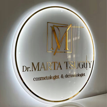 LOGO Z PLEKSI SZYLD REKLAMOWY TABLICA FIRMOWA LED 3D POŁYSK LUSTRO 29,5cm