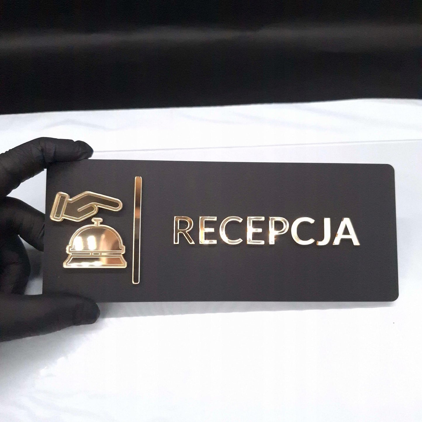 TABLICZKA NA DRZWI RECEPCJA DO RECEPCJI INFORMACYJNA HOTELU RESTAURACJI 3D