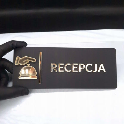 TABLICZKA NA DRZWI RECEPCJA DO RECEPCJI INFORMACYJNA HOTELU RESTAURACJI 3D