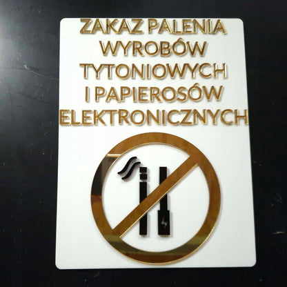 ZNAK TABLICZKA ZAKAZ PALENIA WYROBÓW TYTONIOWYCH E-PAPIEROSÓW JEDNORAZÓWEK
