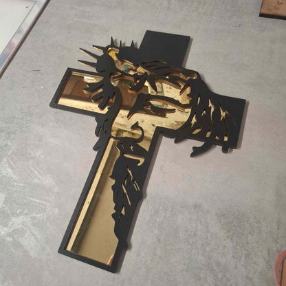 KRZYŻ KRZYŻYK Z JESUZEM JEZUS CHRYSTUS NA ŚCIANĘ OBRAZ RELIGIJNY AŻUROWY