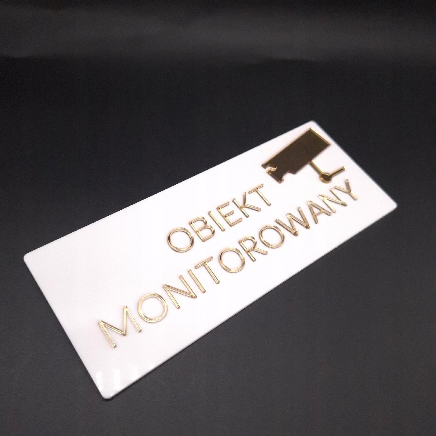 TABLICZKA OBIEKT MONITOROWANY INFORMACJA TABLICA ZNAK SAMOPRZYLEPNA ZŁOTY