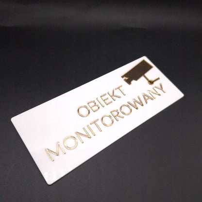 TABLICZKA OBIEKT MONITOROWANY INFORMACJA TABLICA ZNAK SAMOPRZYLEPNA ZŁOTY
