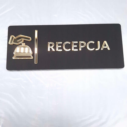 TABLICZKA NA DRZWI RECEPCJA DO RECEPCJI INFORMACYJNA HOTELU RESTAURACJI 3D
