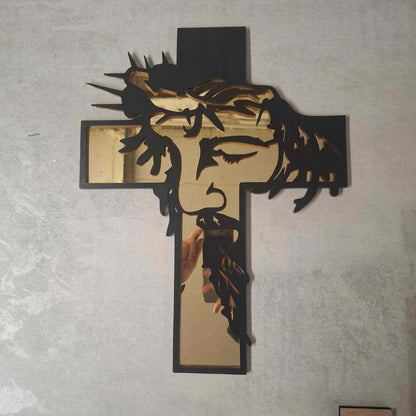 KRZYŻ KRZYŻYK Z JESUZEM JEZUS CHRYSTUS NA ŚCIANĘ OBRAZ RELIGIJNY AŻUROWY