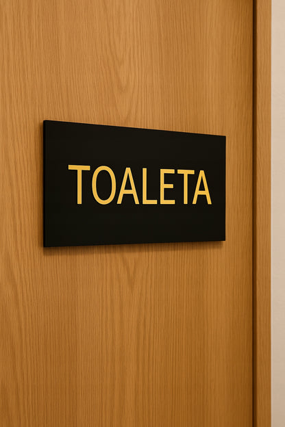TABLICZKA NA DRZWI TOALETA DO BIURA INFORMACYJNA PLEXI ZŁOTE NAPISY GLAMOUR