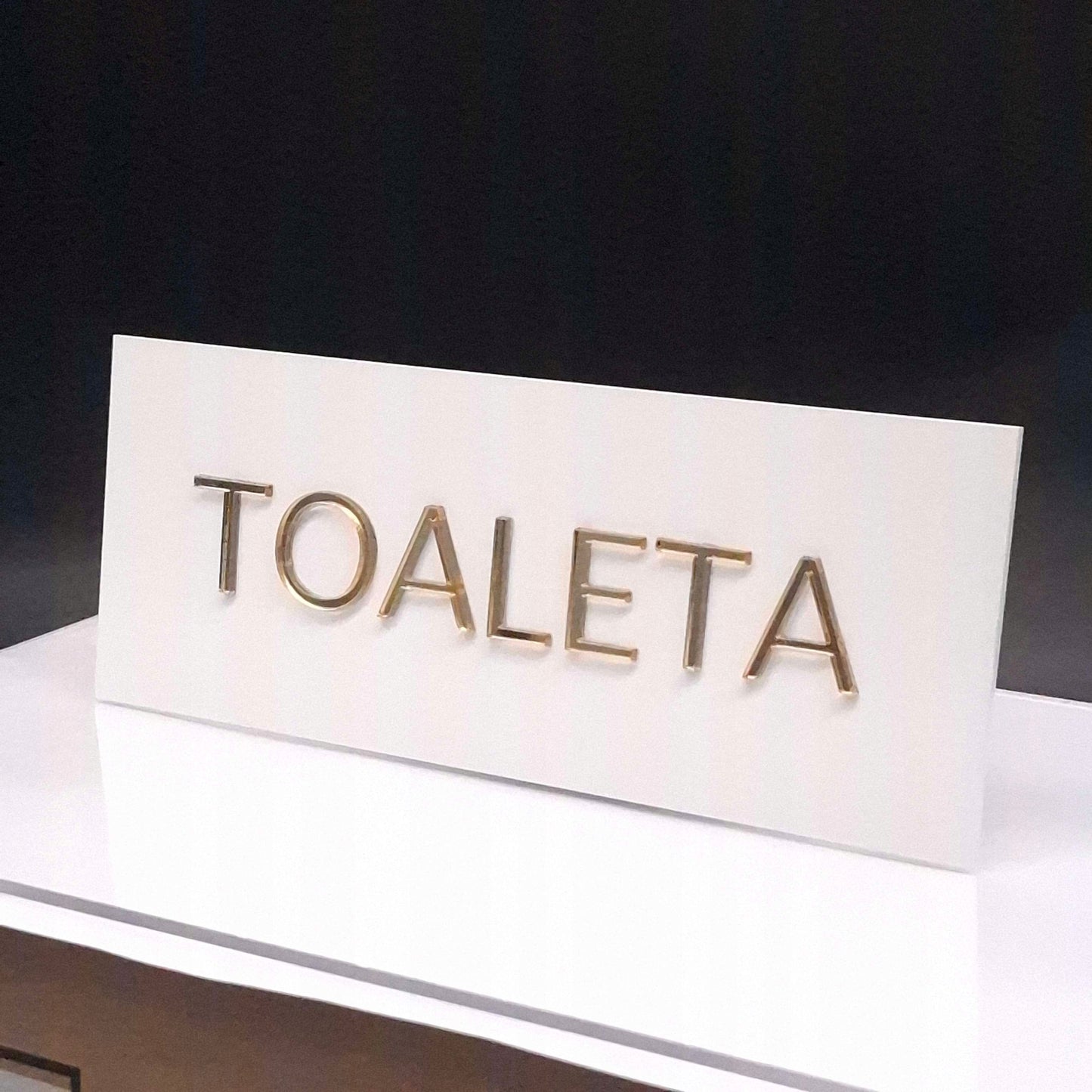 TABLICZKA NA DRZWI TOALETA DO BIURA INFORMACYJNA PLEXI ZŁOTE NAPISY GLAMOUR