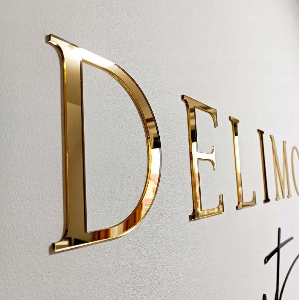 LITERY PRZESTRZENNE NAPIS FIRMOWY LOGO CYFR SZYLD3D ZLOTE PERSONALIZOWANE