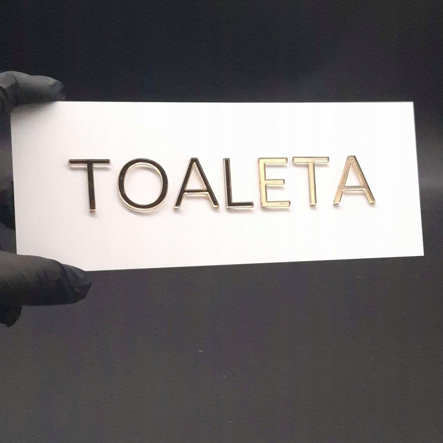 TABLICZKA NA DRZWI TOALETA DO BIURA INFORMACYJNA PLEXI ZŁOTE NAPISY GLAMOUR