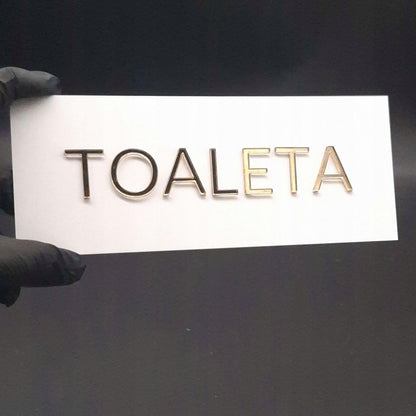 TABLICZKA NA DRZWI TOALETA DO BIURA INFORMACYJNA PLEXI ZŁOTE NAPISY GLAMOUR