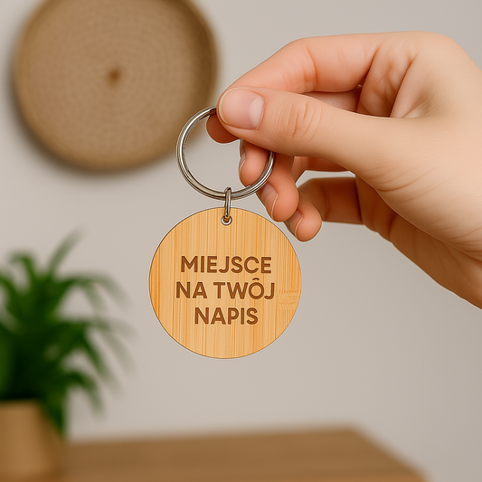 4x BRELOCZEK ZGUBIONE KLUCZE ADRESOWY KONTAKTOWY BAMBUSOWY Z TWÓJ TEKST