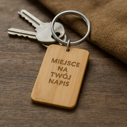 4x BRELOCZEK ZGUBIONE KLUCZE ADRESOWY KONTAKTOWY BAMBUSOWY Z TWÓJ TEKST