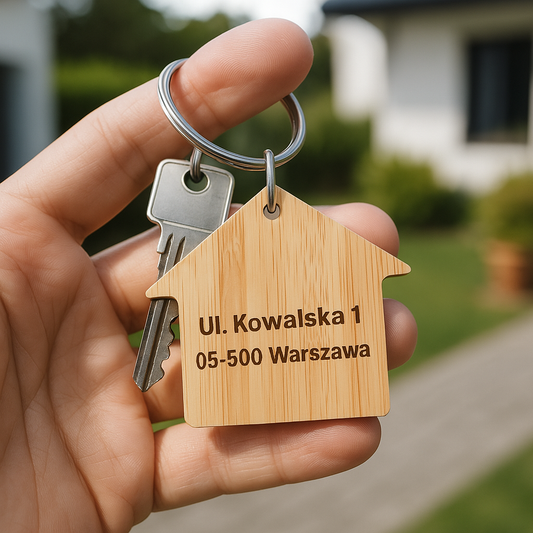4x BRELOCZEK ZGUBIONE KLUCZE ADRESOWY KONTAKTOWY BAMBUSOWY Z TWÓJ TEKST