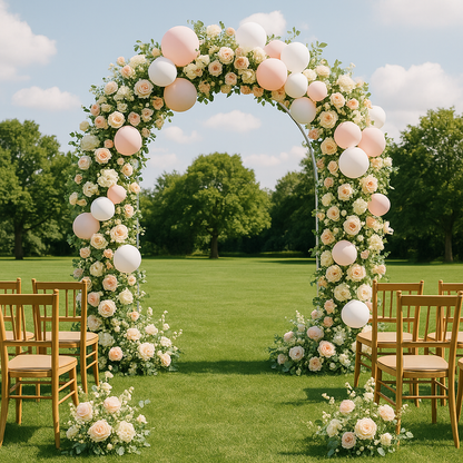 DUŻY STELAŻ NA KWIATY BALONY OZDOBY BABY SHOWER ŁUK OZDOBNY BIAŁY CZARNY