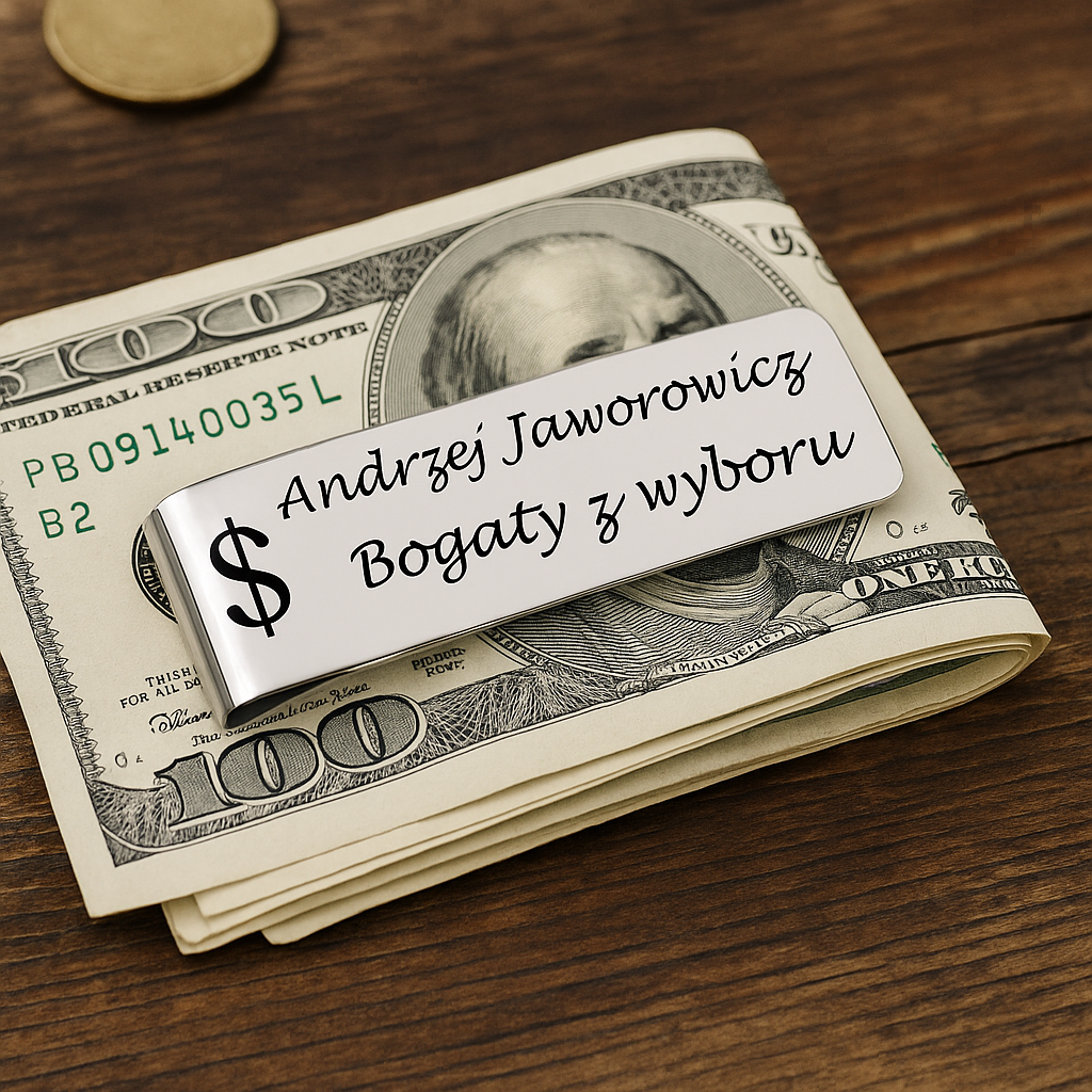 SPERSSONALIZOWANY KLIPS NA BANKNOTY PIENIĄDZE Z GRAWEREM METALOWY