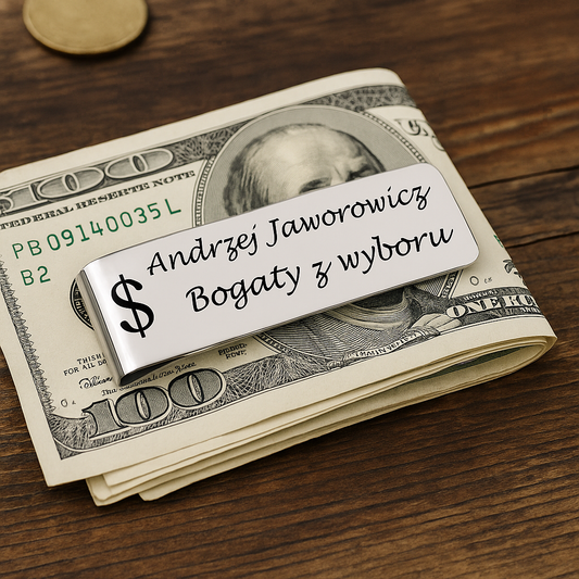 SPERSSONALIZOWANY KLIPS NA BANKNOTY PIENIĄDZE Z GRAWEREM METALOWY