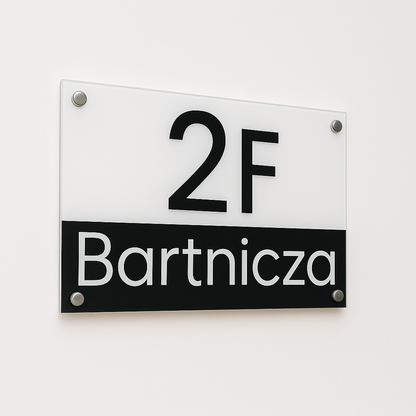 Czarno Biała Personalizowana Tabliczka Adresowa