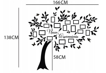 DRZEWO RODZINNE GENEALOGICZNE RAMKA NA ZDJĘCIA DEKORACJA NA SCIANĘ 3D