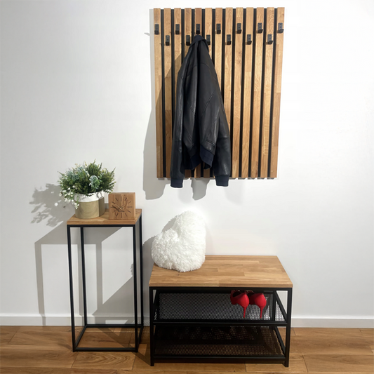 DREWNIANY WIESZAK SCIENNY NA UBRANIA LAMELE LOFT MODUŁ RÓŻNE KOLORY 46x92cm