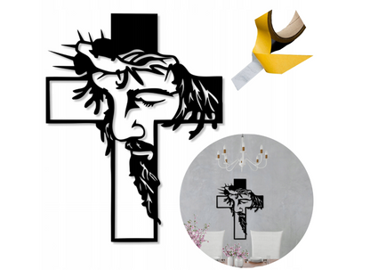 OBRAZ AŻUROWY TRYPTYK JEZUS KRZYŻ 3D 30X39CM RELIGIJNA DEKORACJA ŚCIENNA