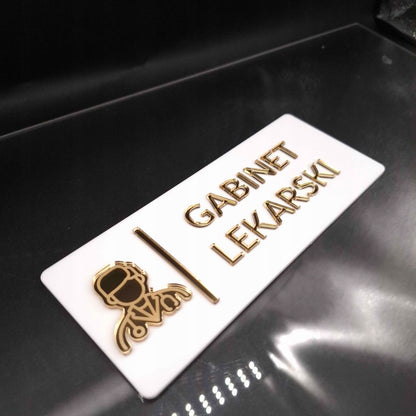 TABLICZKA NA DRZWI Z NAPISEM GABINET LEKARSKI DO KLINIK PRZYCHODNI 3D
