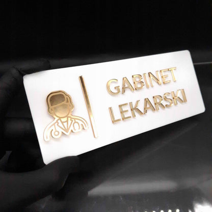 TABLICZKA NA DRZWI Z NAPISEM GABINET LEKARSKI DO KLINIK PRZYCHODNI 3D