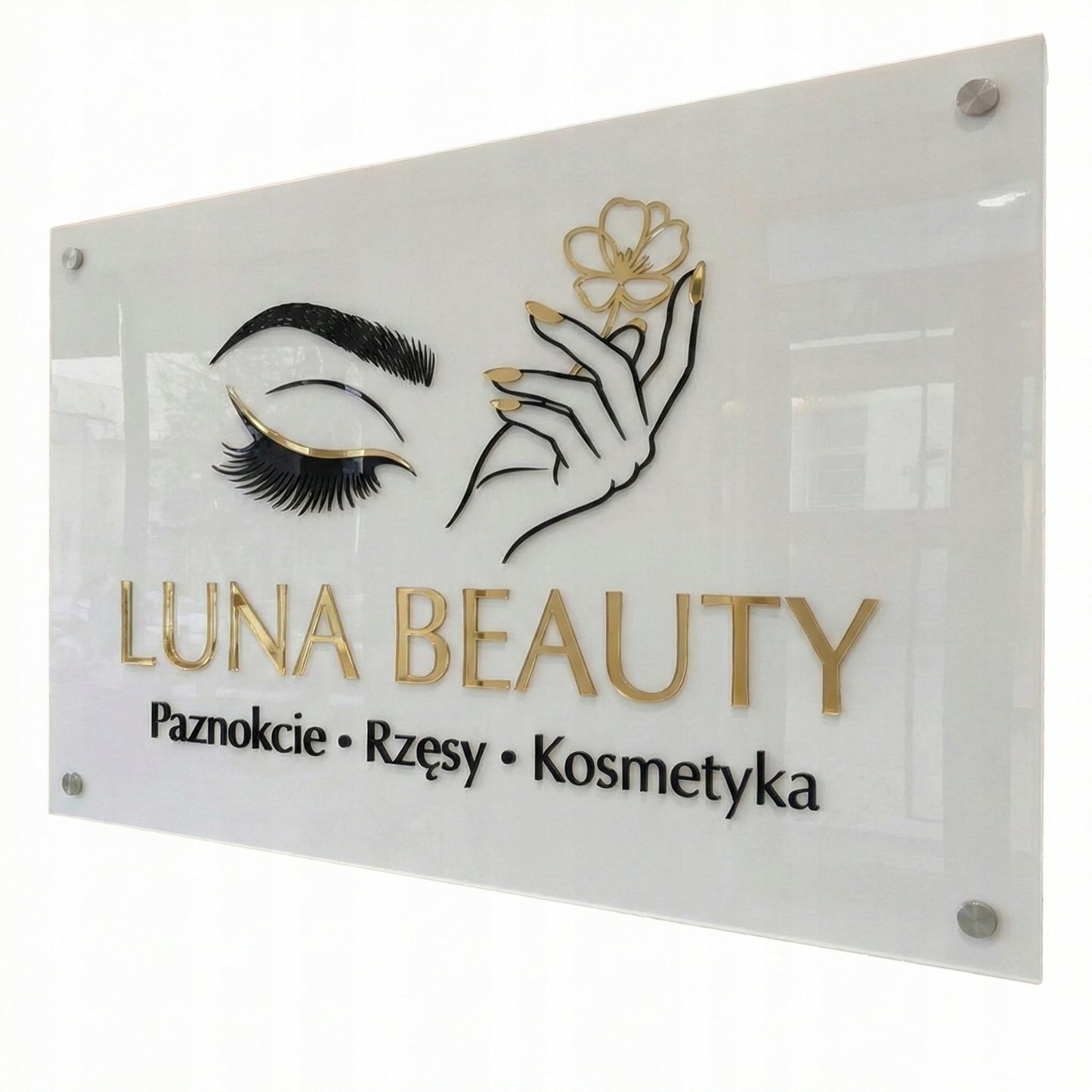 LOGO Z PLEKSI SZYLD REKLAMOWY TABLICA FIRMOWA LED 3D LUSTRO PERSONALIZOWANE