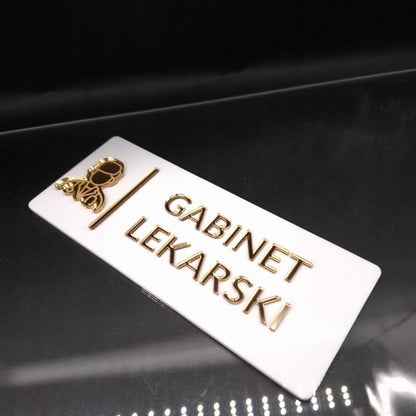 TABLICZKA NA DRZWI Z NAPISEM GABINET LEKARSKI DO KLINIK PRZYCHODNI 3D