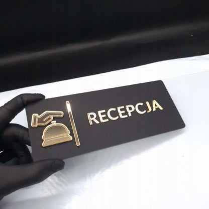 TABLICZKA NA DRZWI RECEPCJA DO RECEPCJI INFORMACYJNA HOTELU RESTAURACJI 3D
