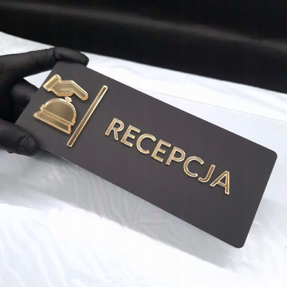 TABLICZKA NA DRZWI RECEPCJA DO RECEPCJI INFORMACYJNA HOTELU RESTAURACJI 3D