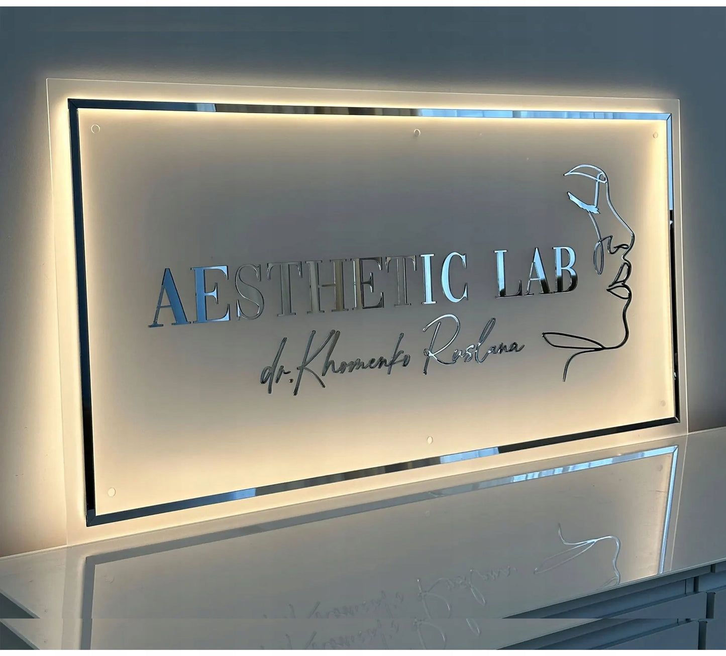 LOGO Z PLEKSI SZYLD REKLAMOWY TABLICA FIRMOWA LED 3D LUSTRO PERSONALIZOWANE