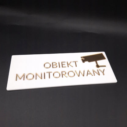 TABLICZKA OBIEKT MONITOROWANY INFORMACJA TABLICA ZNAK SAMOPRZYLEPNA ZŁOTY