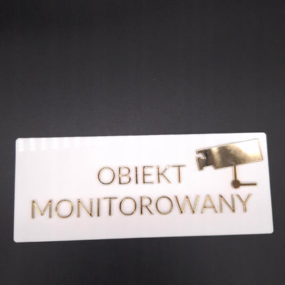 TABLICZKA OBIEKT MONITOROWANY INFORMACJA TABLICA ZNAK SAMOPRZYLEPNA ZŁOTY